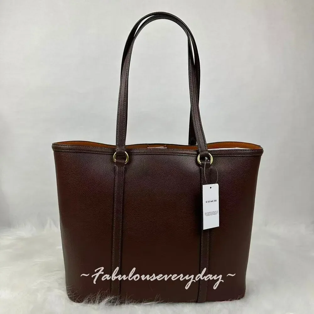 Coach Legacy Tote Bag Shoulder Bag In Leather/Brass/Maple Brown CU056 NWT